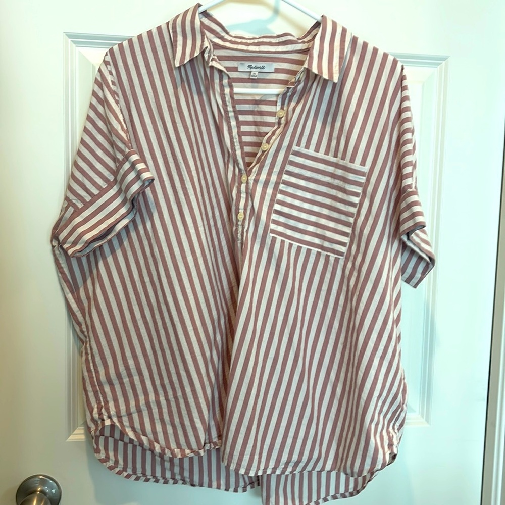 Madewell drapey poplin short sleeve shirt